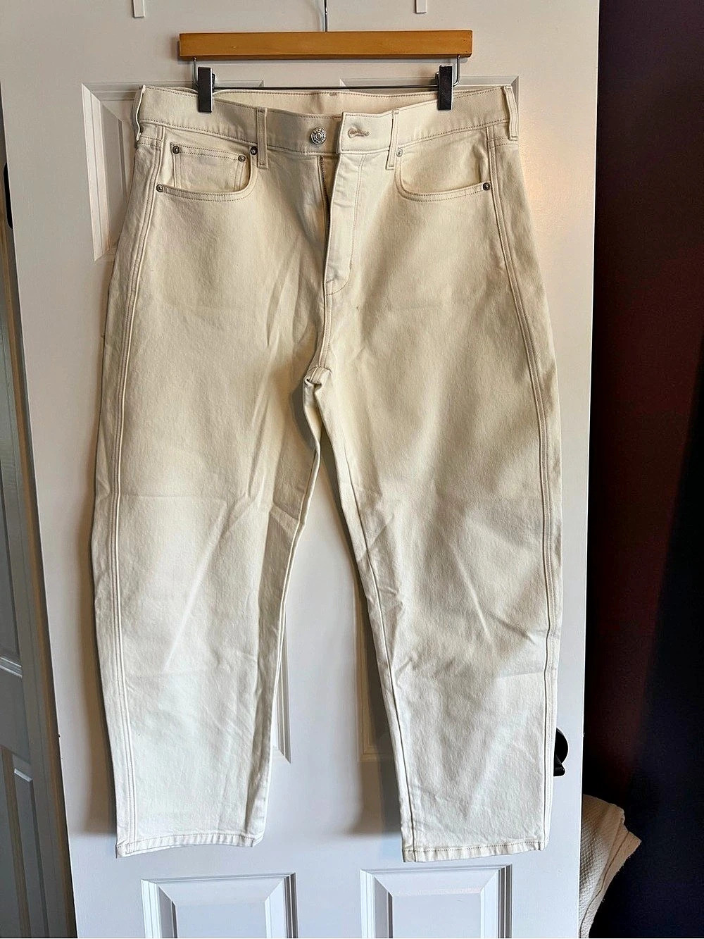 AYR Straight Leg Knockout Jeans in Cream